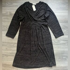 NEW Jon + Anna Long Sleeve Faux Wrap Gray Black Knee Length Dress Size XL Fall
